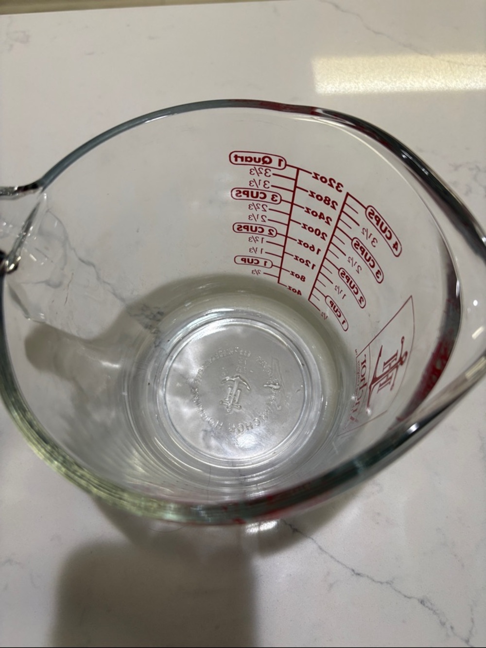 Anchor Hocking Clear Glass Measuring Cup with Red Logo and Markings - Picture 4 of 5